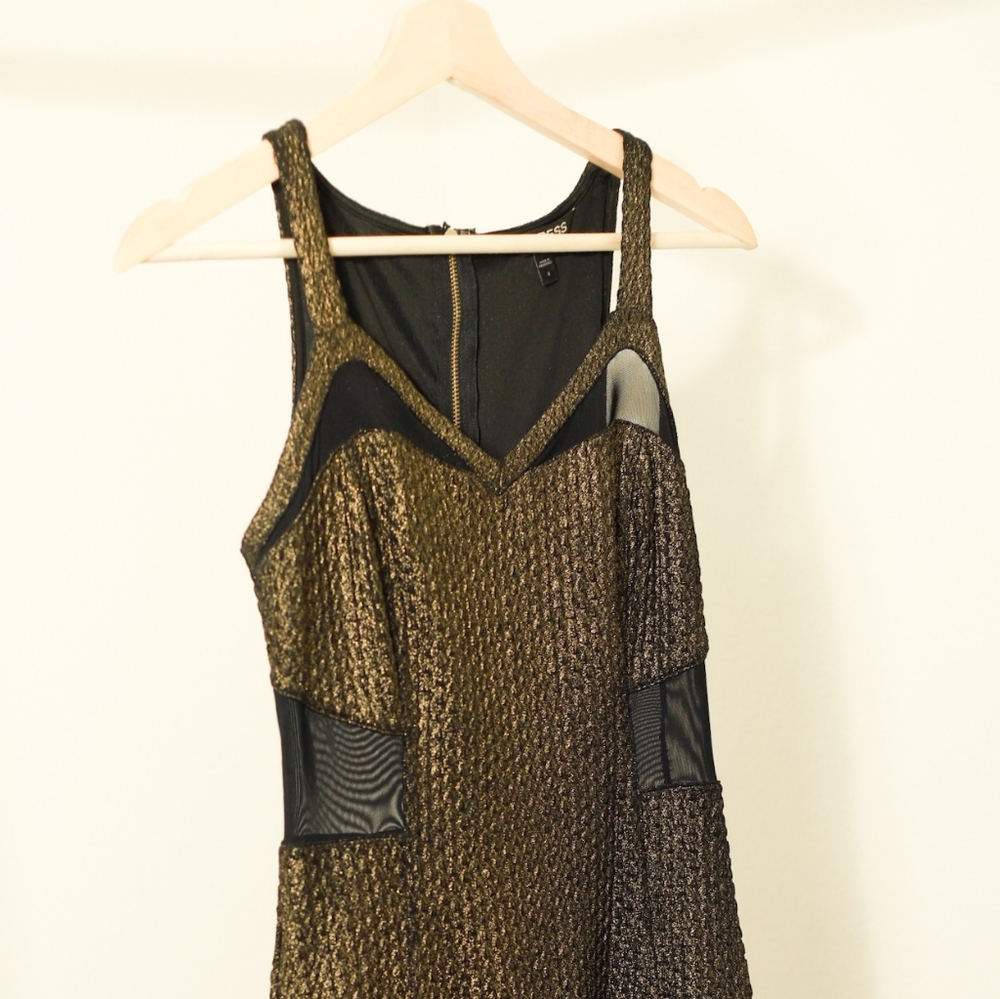 Gold fitted sheer dress